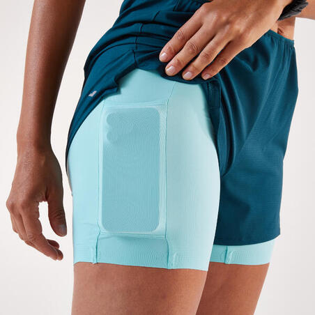Шорти жіночі Run 500 Comfort для бігу темно-бірюзові