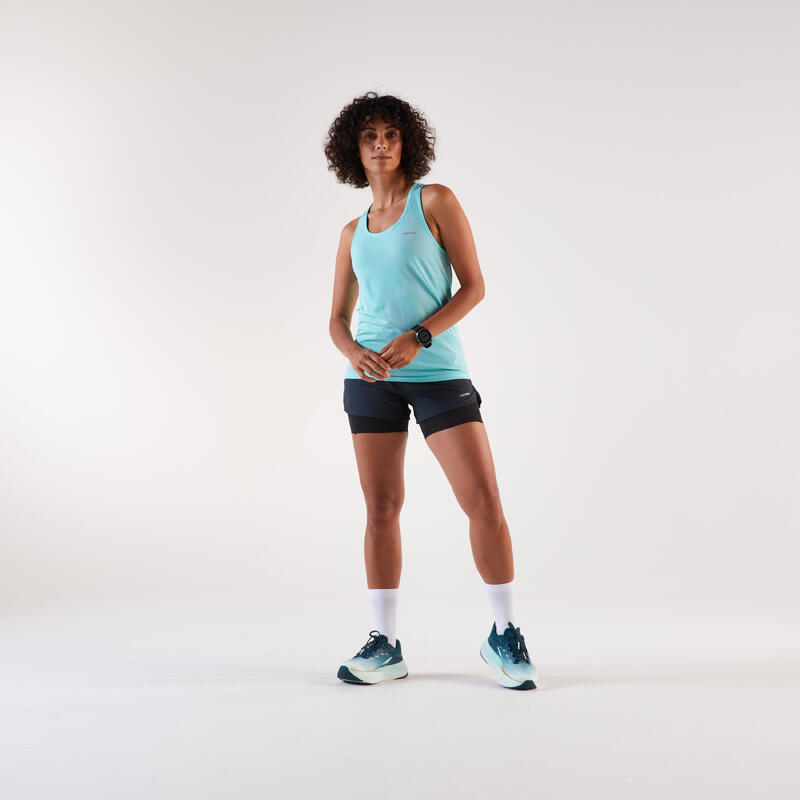 Maiou de alergare Kiprun Run 500 Confort albastru damă