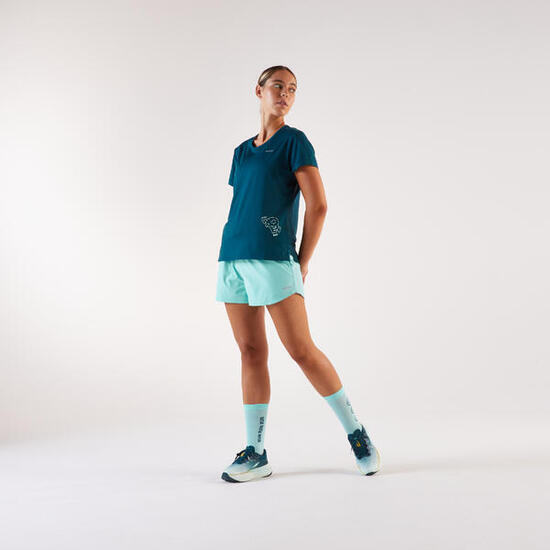 Maglia running donna RUN 500 DRY lilla