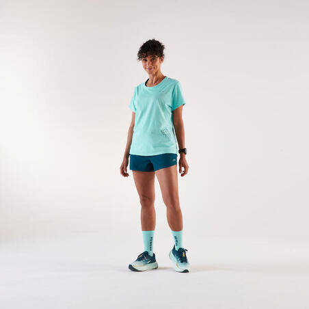 Футболка жіноча Run 500 Dry для бігу бірюзова