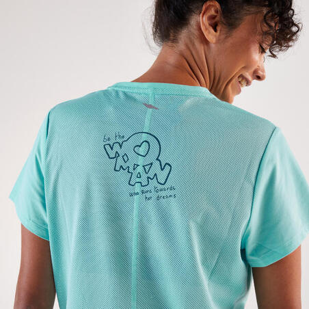 Футболка жіноча Run 500 Dry для бігу бірюзова