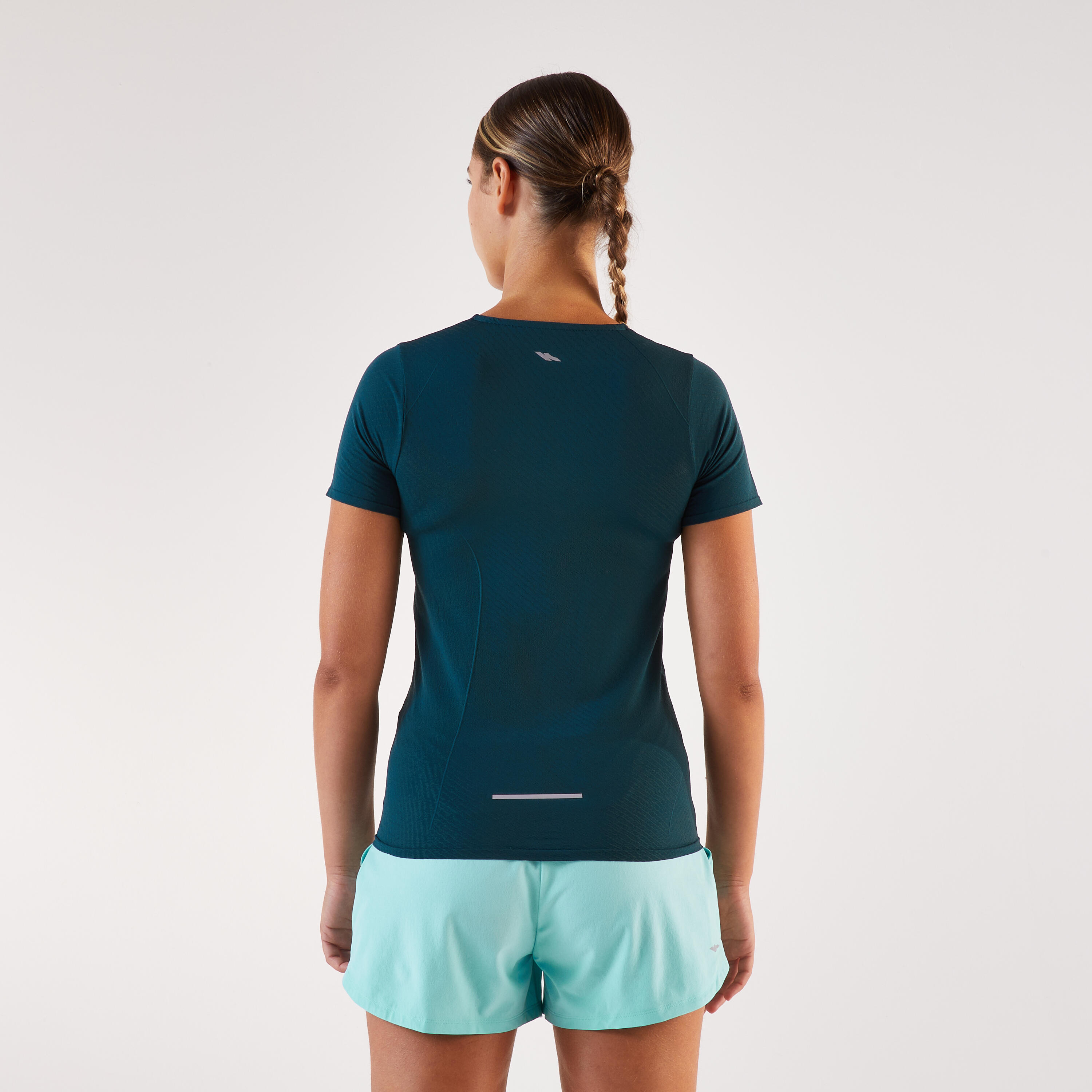 T-Shirt Respirável de Corrida Mulher Run 500 Dry Verde-Escuro 2/9