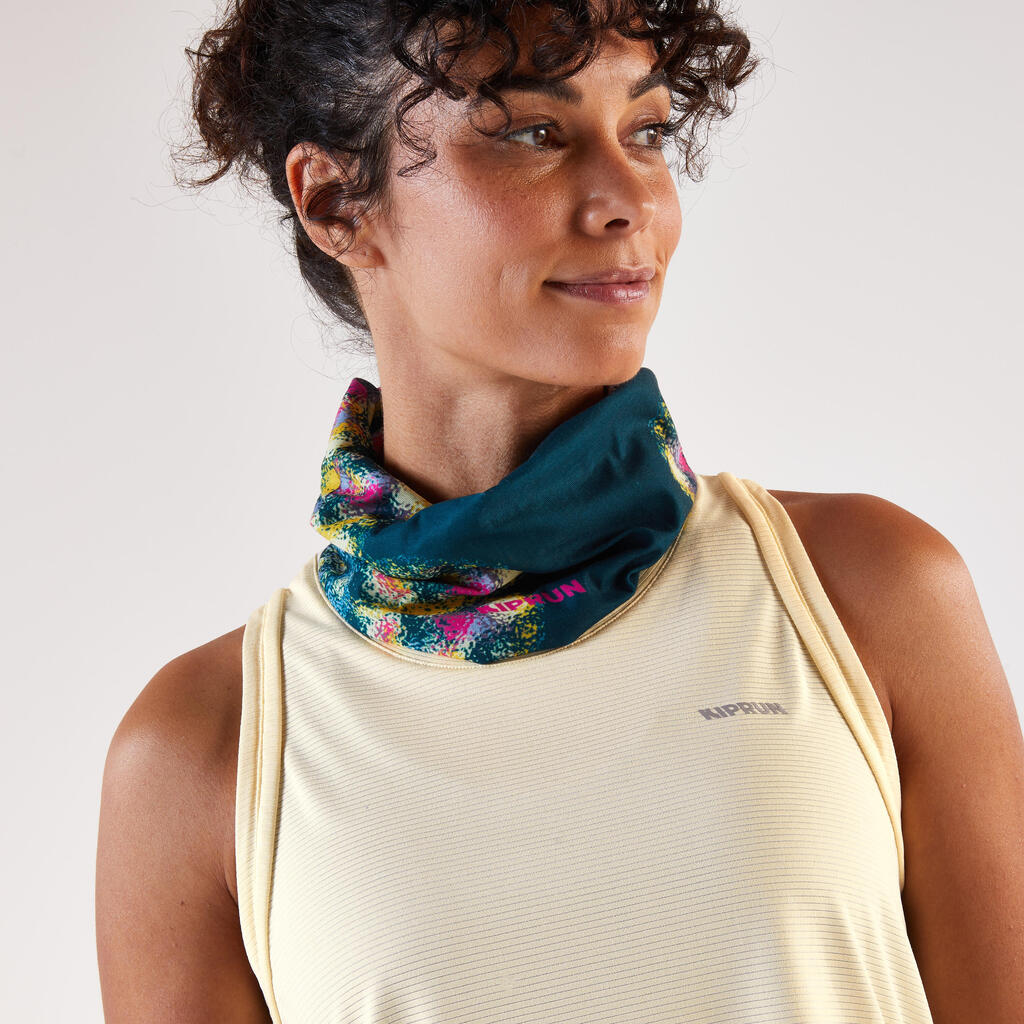 Multifunctional running headband and neckwarmer, Kiprun blue and pink