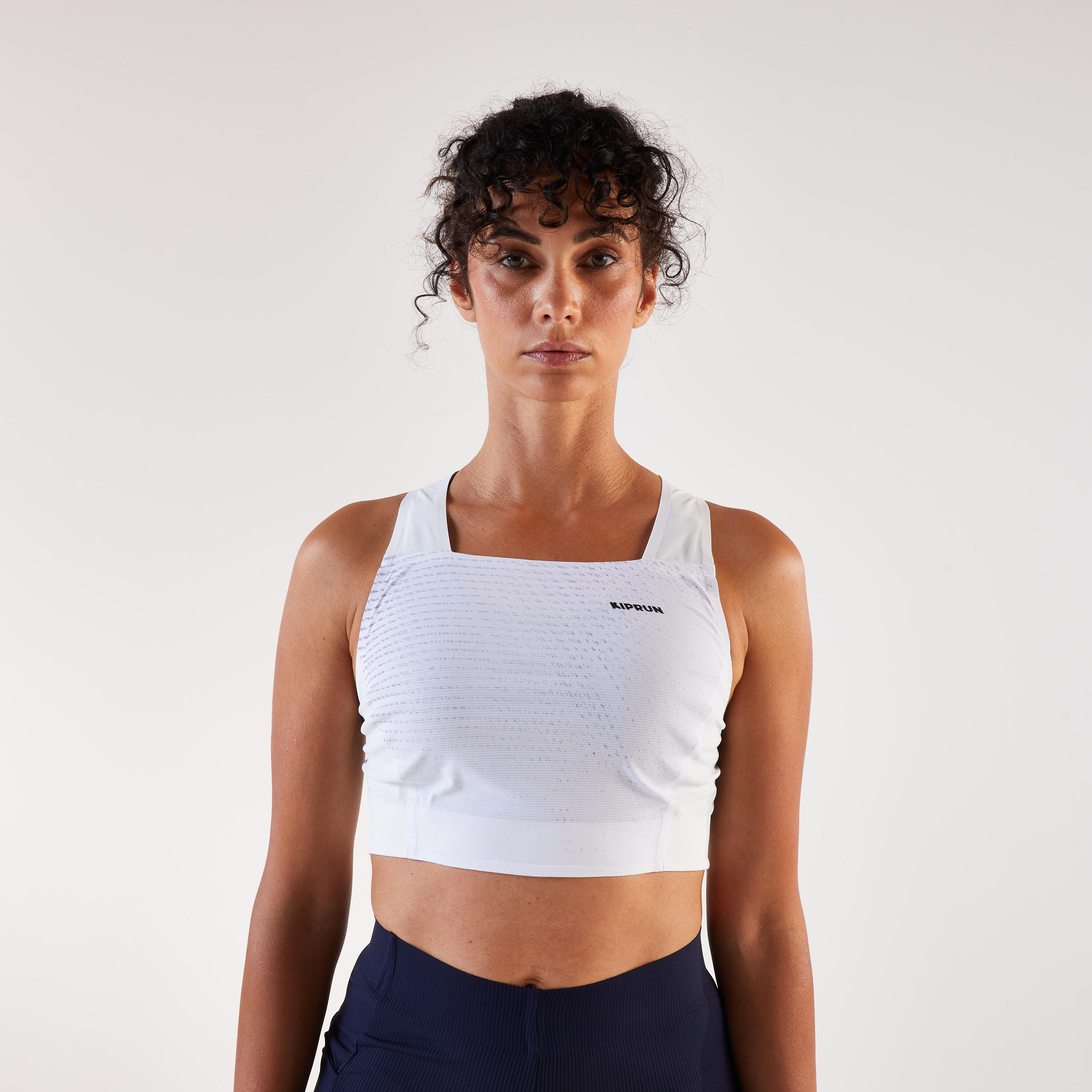 Women's Running Crop Tank Top Kiprun White