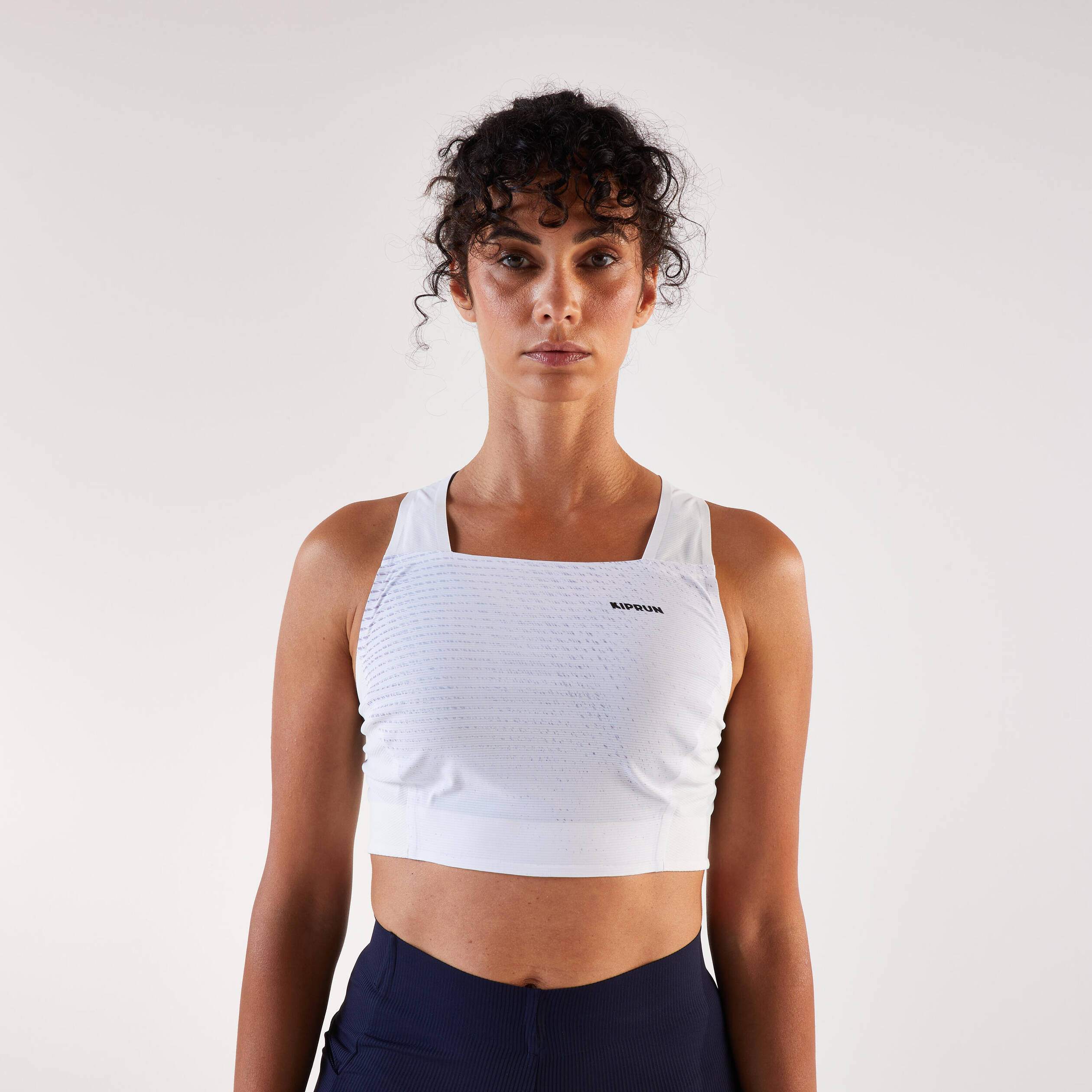 Women's Running Crop Tank Top Kiprun White