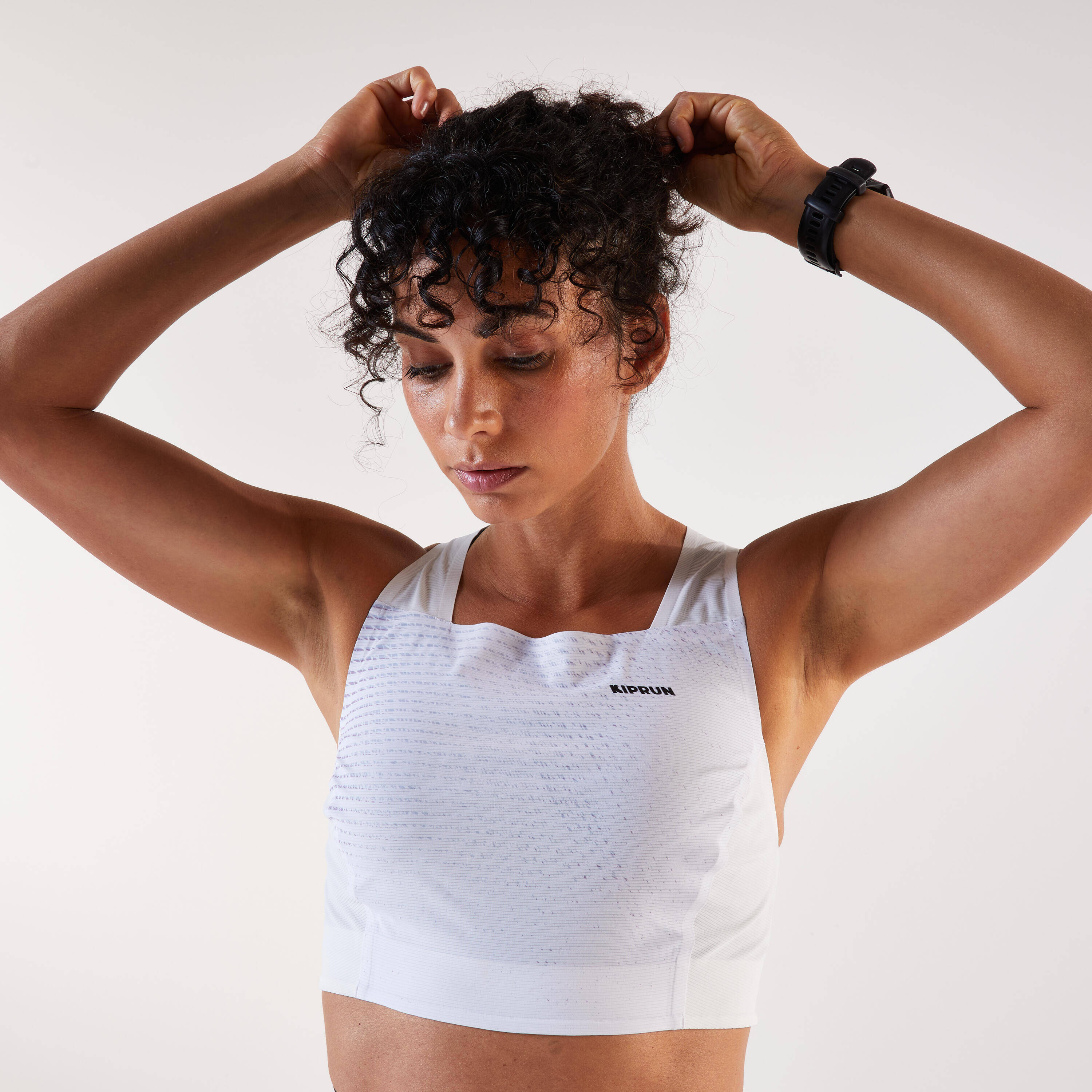 Women's Running Crop Tank Top Kiprun White -  5
