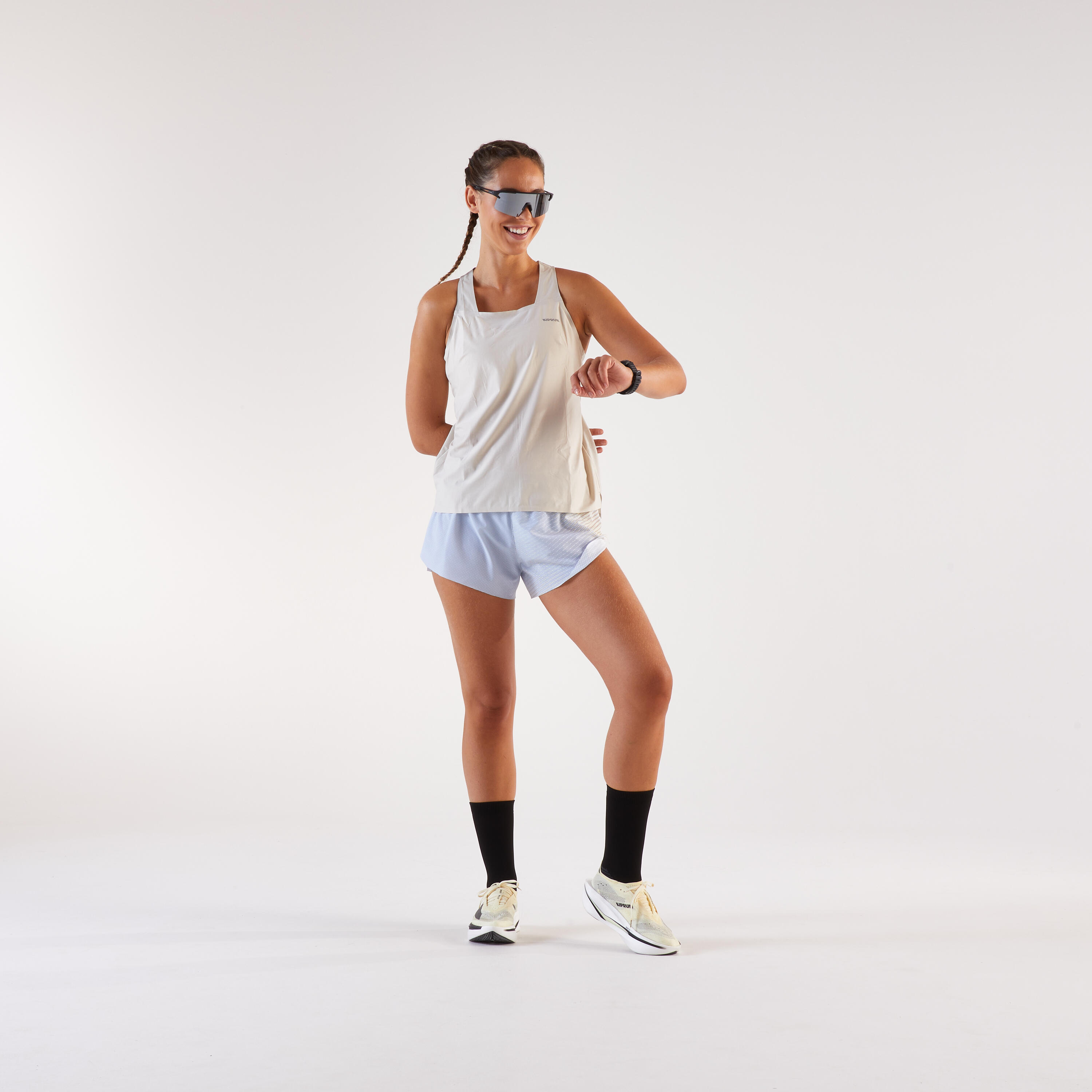 Top de Alças de Corrida Leve Mulher Run 900 Bege 2/10