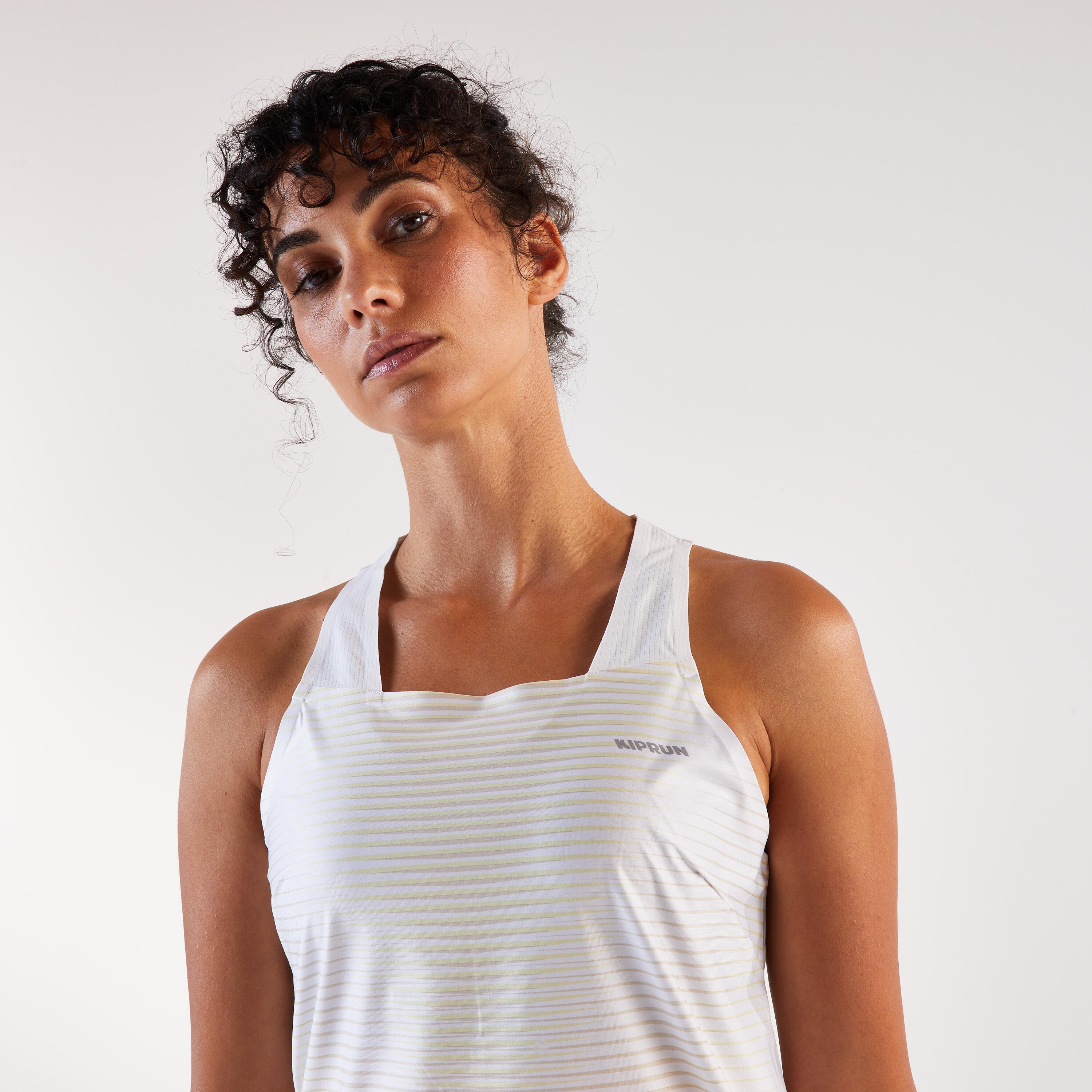 Débardeur de Running léger Femme, Kiprun Run 900 Blanc/Jaune 5/11