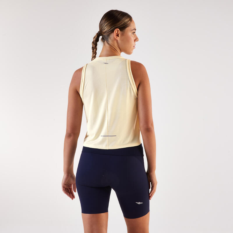 Tricou scurt și respirant de alergare Kiprun Run 500 Galben Damă