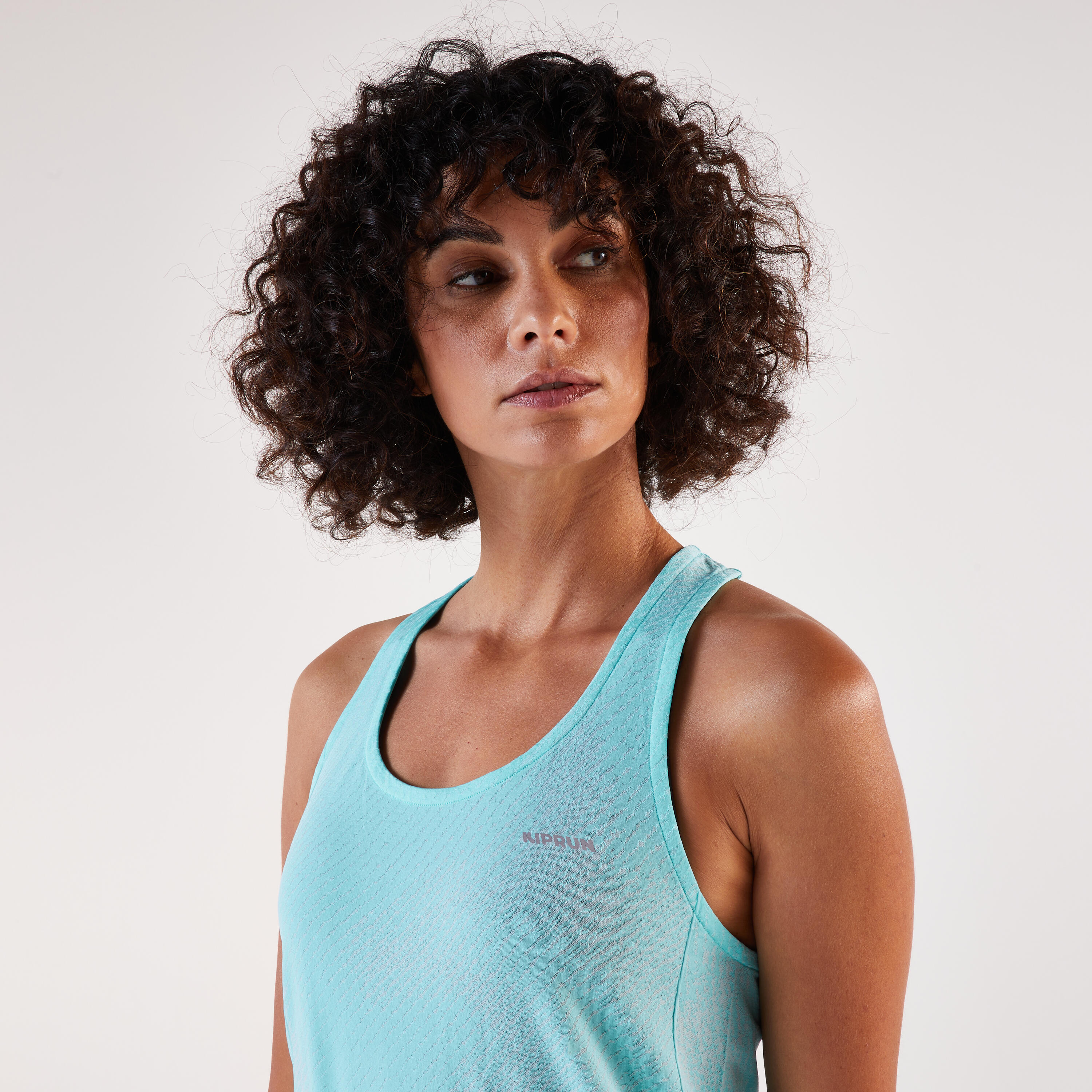 Canotta running donna RUN 500 COMFORT blu 5/8