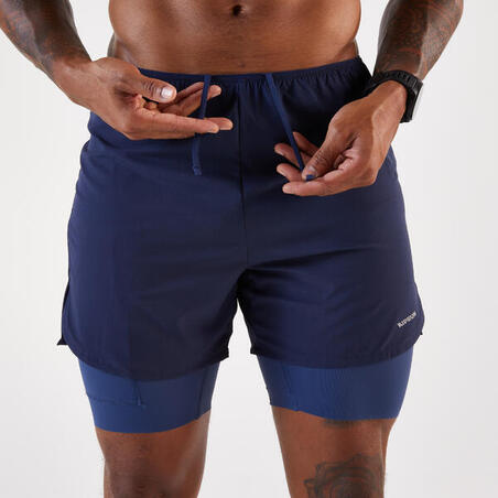 Шорти чоловічі Run 500 Comfort для бігу темно-сині