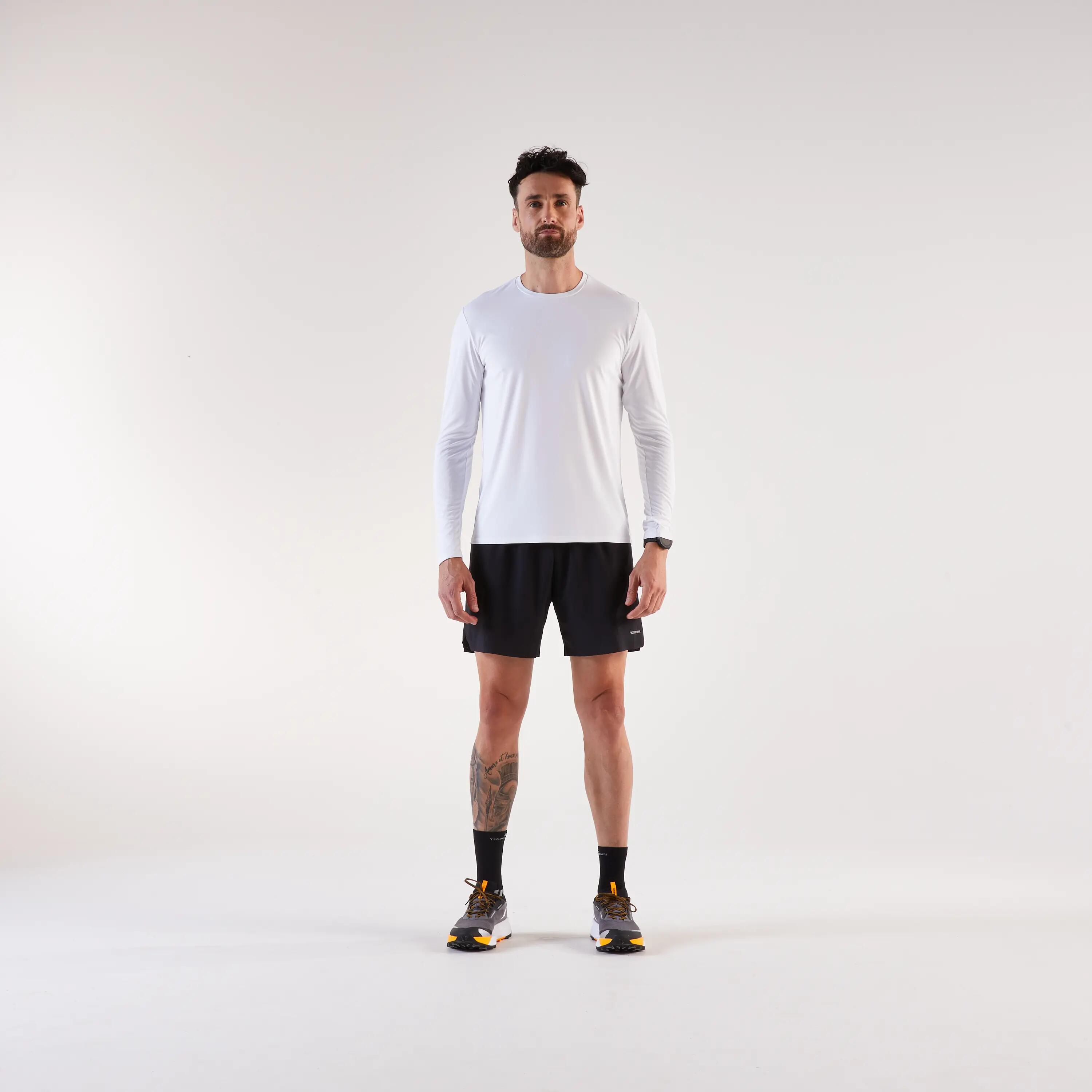 Men's Running Long-Sleeved T-Shirt Anti-UV - Kiprun Dry 500 UV White 5/12