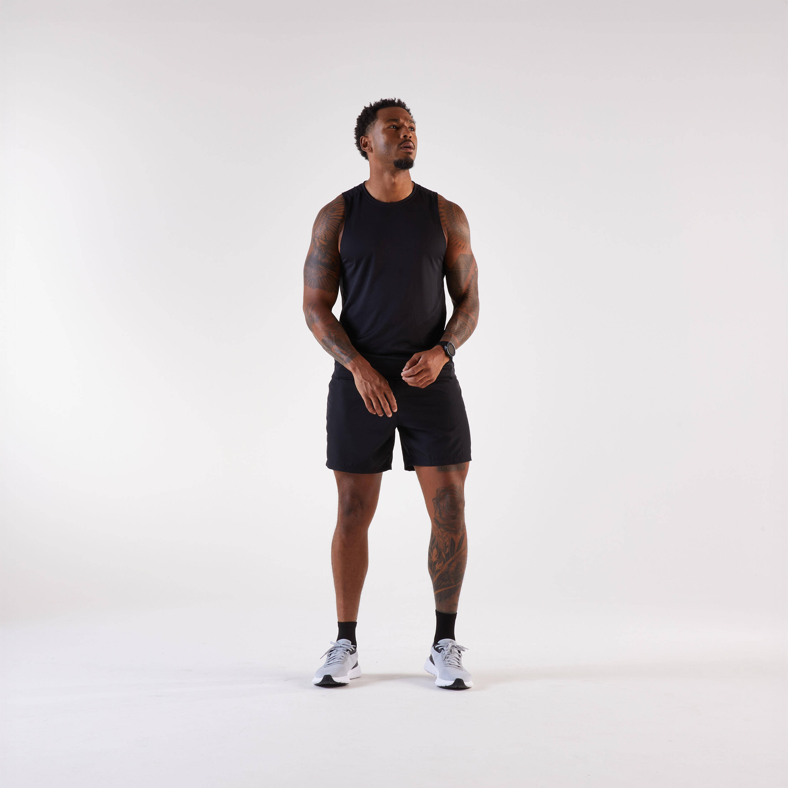 Men's running tank top, Kiprun Run 100 - Black -  2