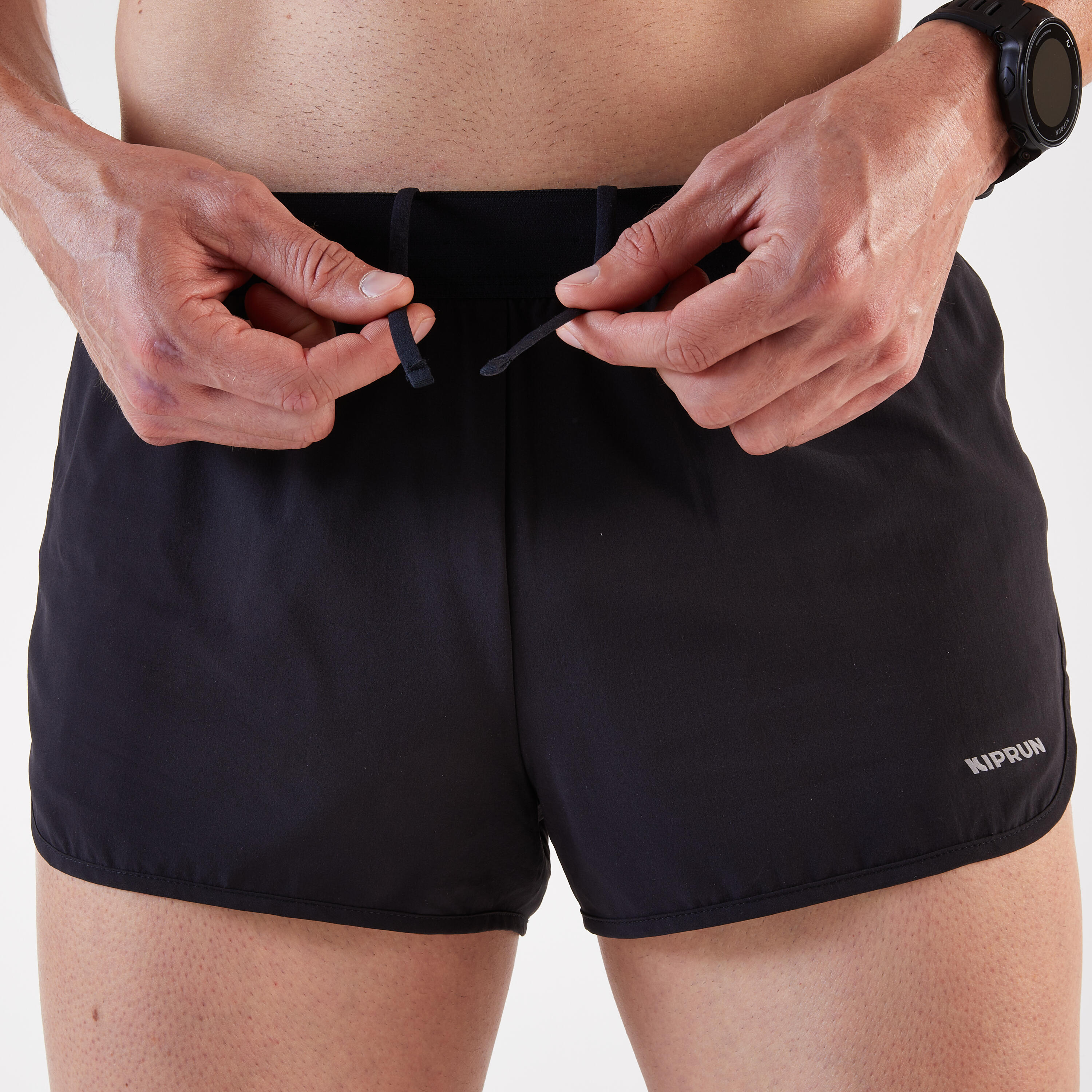 Pantalón corto running Hombre - KIPRUN Run 500 Confort Split Negro 5/12