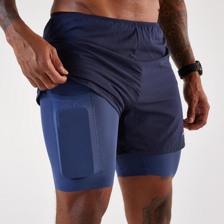 Шорти чоловічі Run 500 Comfort для бігу темно-сині