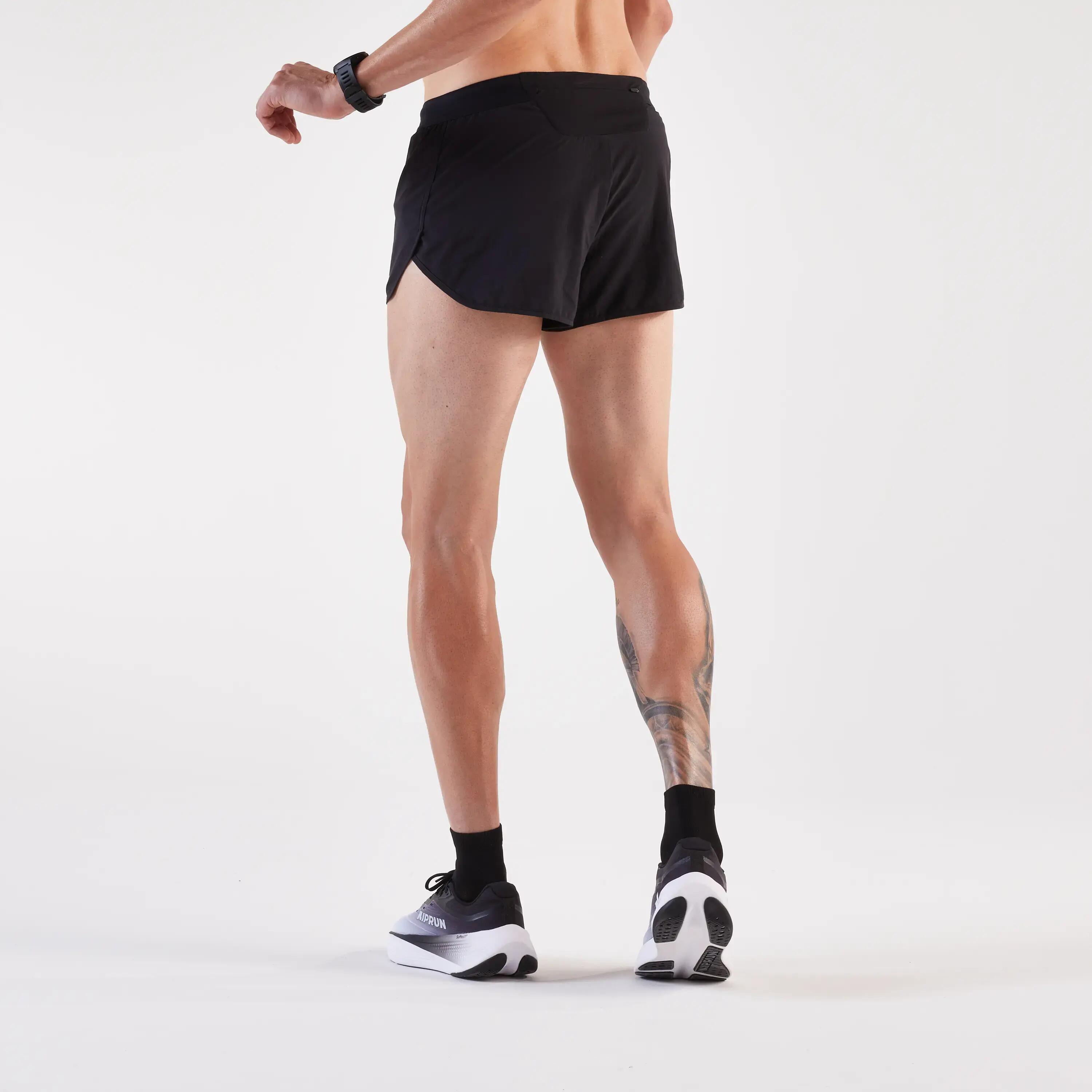 Men's KIPRUN Run 500 Comfort Split Running Shorts - Black -  2