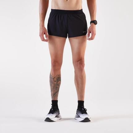 Short de running Homme - KIPRUN Run 500 Confort Split bleu foncé
