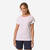 T-shirt voile manches courtes femme, 100 blanc rose marinière