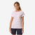 T-shirt voile manches courtes femme, 100 blanc rose marinière