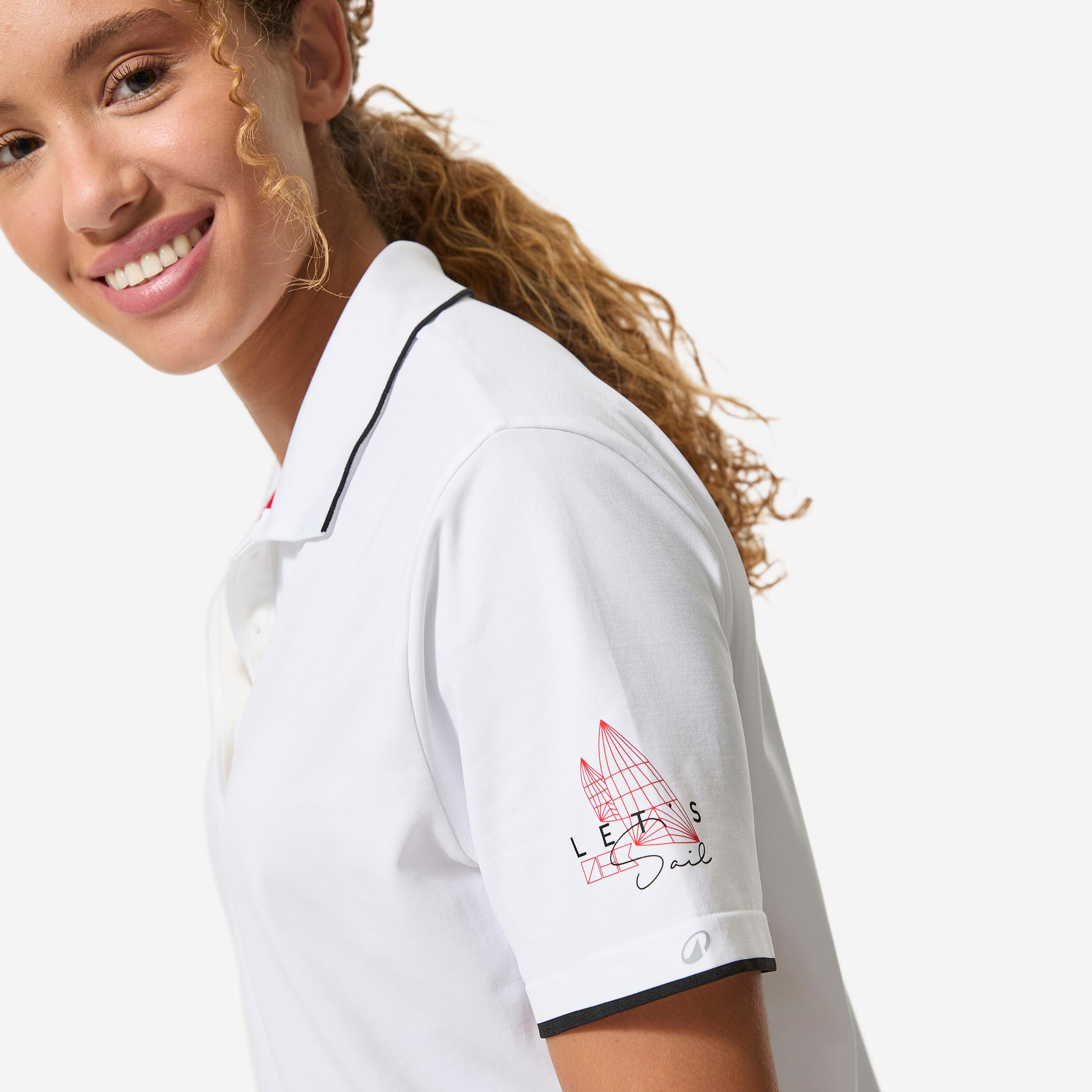 Polo voile respirant sans couture avec séchage rapide femme,  500 blanc 5/6