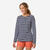 Tee-shirt marinière femme manches longues femme, 100 bleu marine blanc