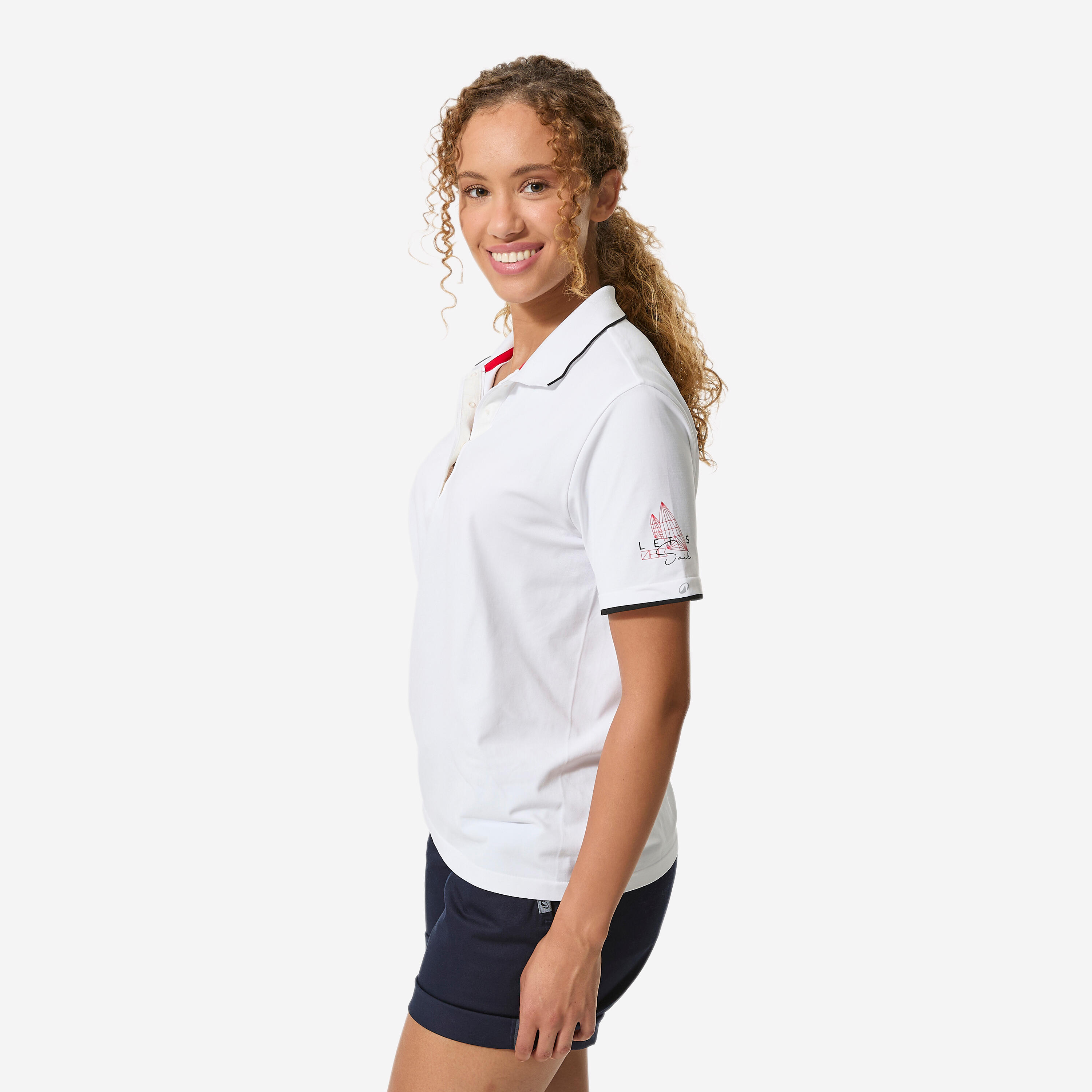 Polo voile respirant sans couture avec séchage rapide femme,  500 blanc 4/6