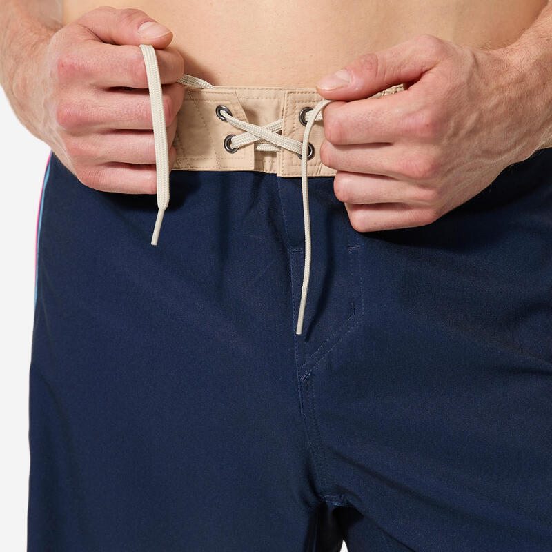 Erkek Uzun 19" Deniz Şortu/Boardshort - Mavi - Desenli - 500 ARCH