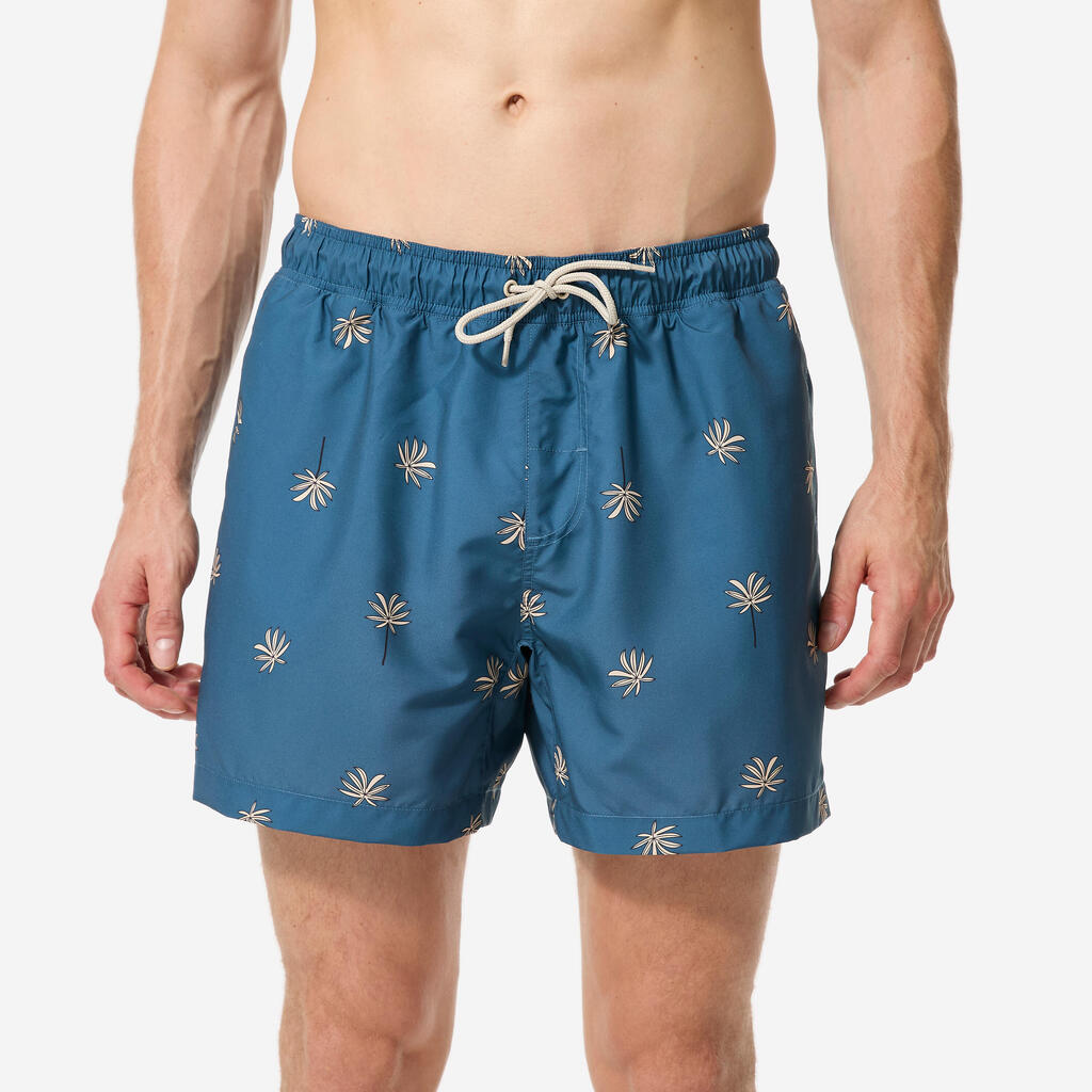 Boardshort surf short de bain court 15" homme, 100 Cycas bleu