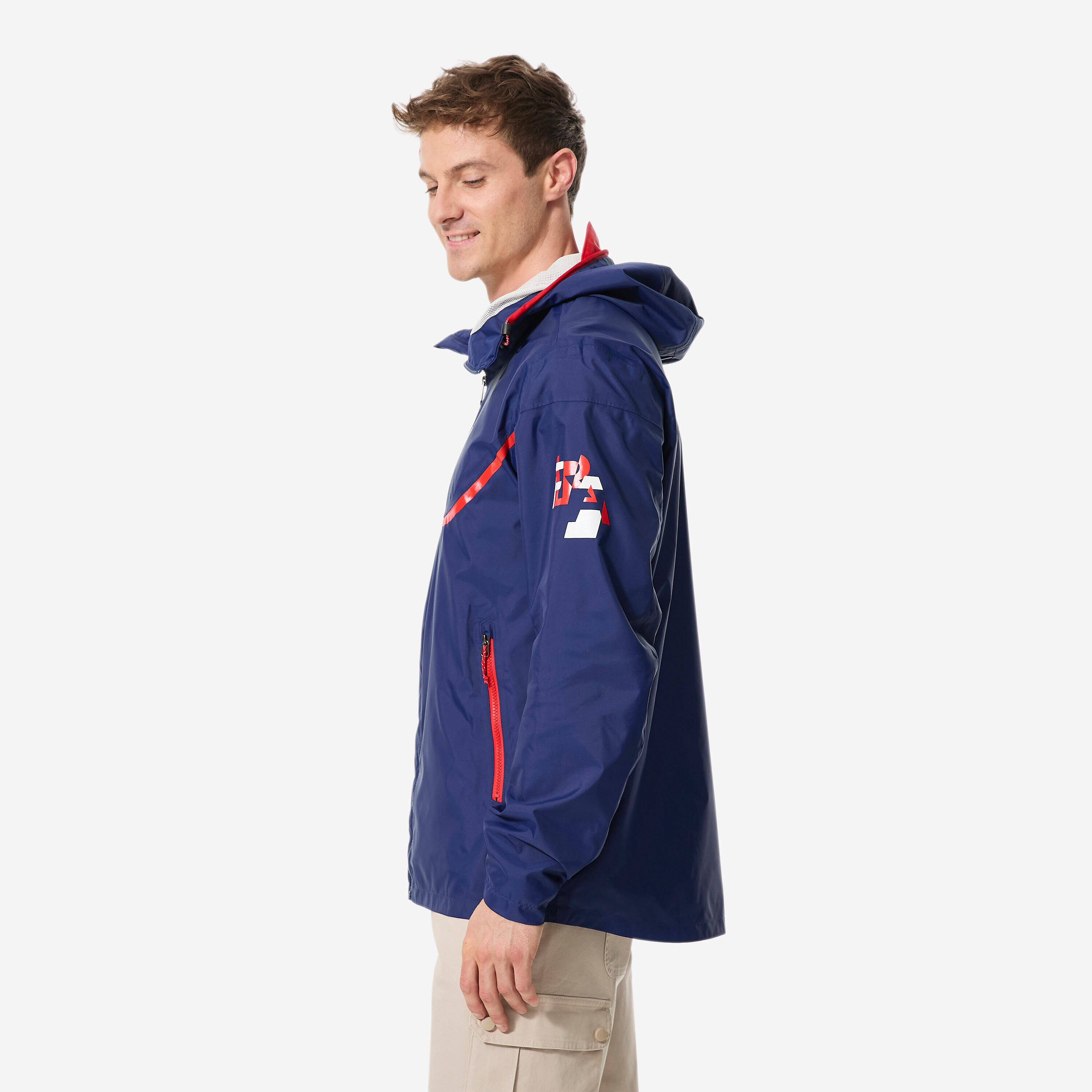 Men’s sailing waterproof jacket - Sailing 100 rain jacket - Blue FRA France -  2