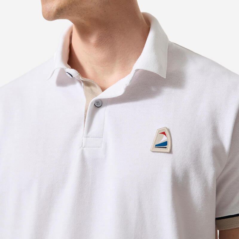 Erkek Yelkenli Polo Tişörtü - Beyaz - Sailing 100