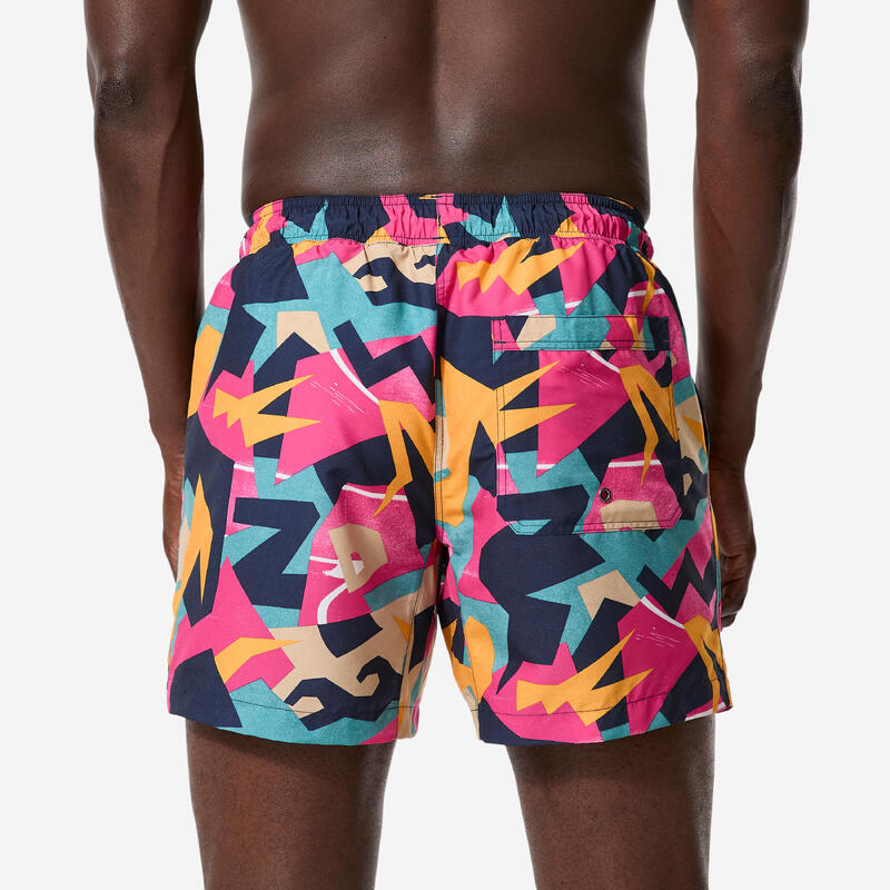 Erkek Kısa 15" Boardshort/Deniz Şortu - Turuncu - Desenli - 100 Retrovo