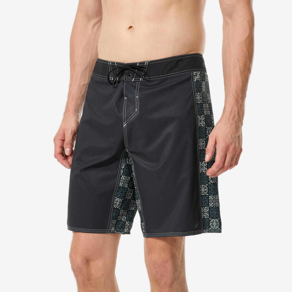 Short de bain boardshort surf long 19" homme, 500 Arch tao noir