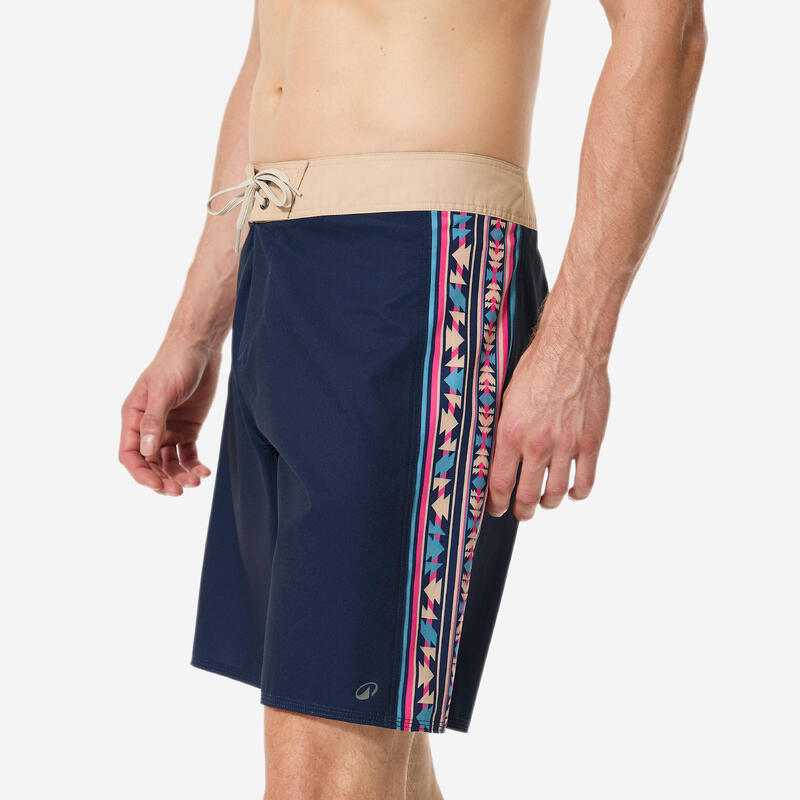 Erkek Uzun 19" Deniz Şortu/Boardshort - Mavi - Desenli - 500 ARCH