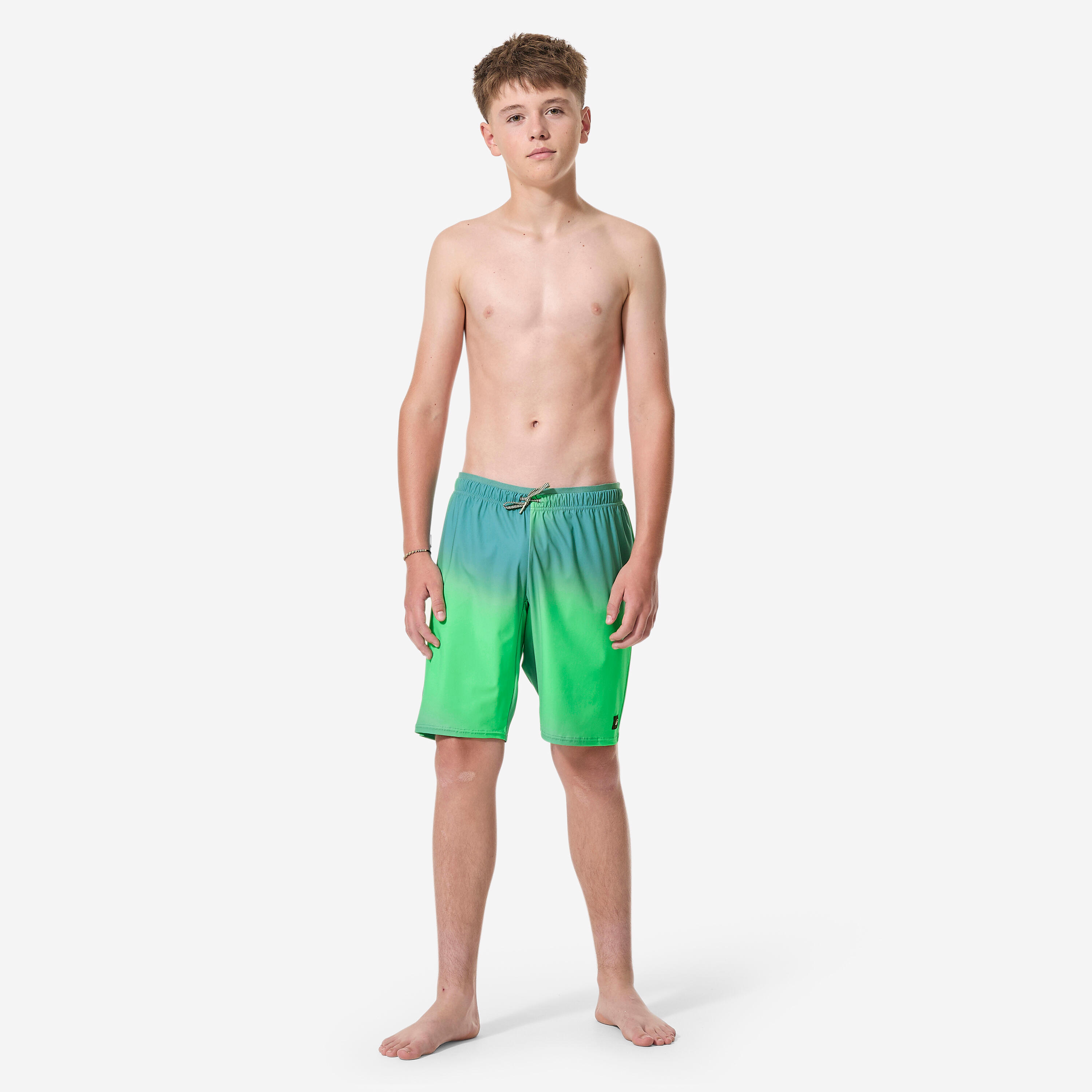 Short de bain long Garçon ado, grad vert 3/12