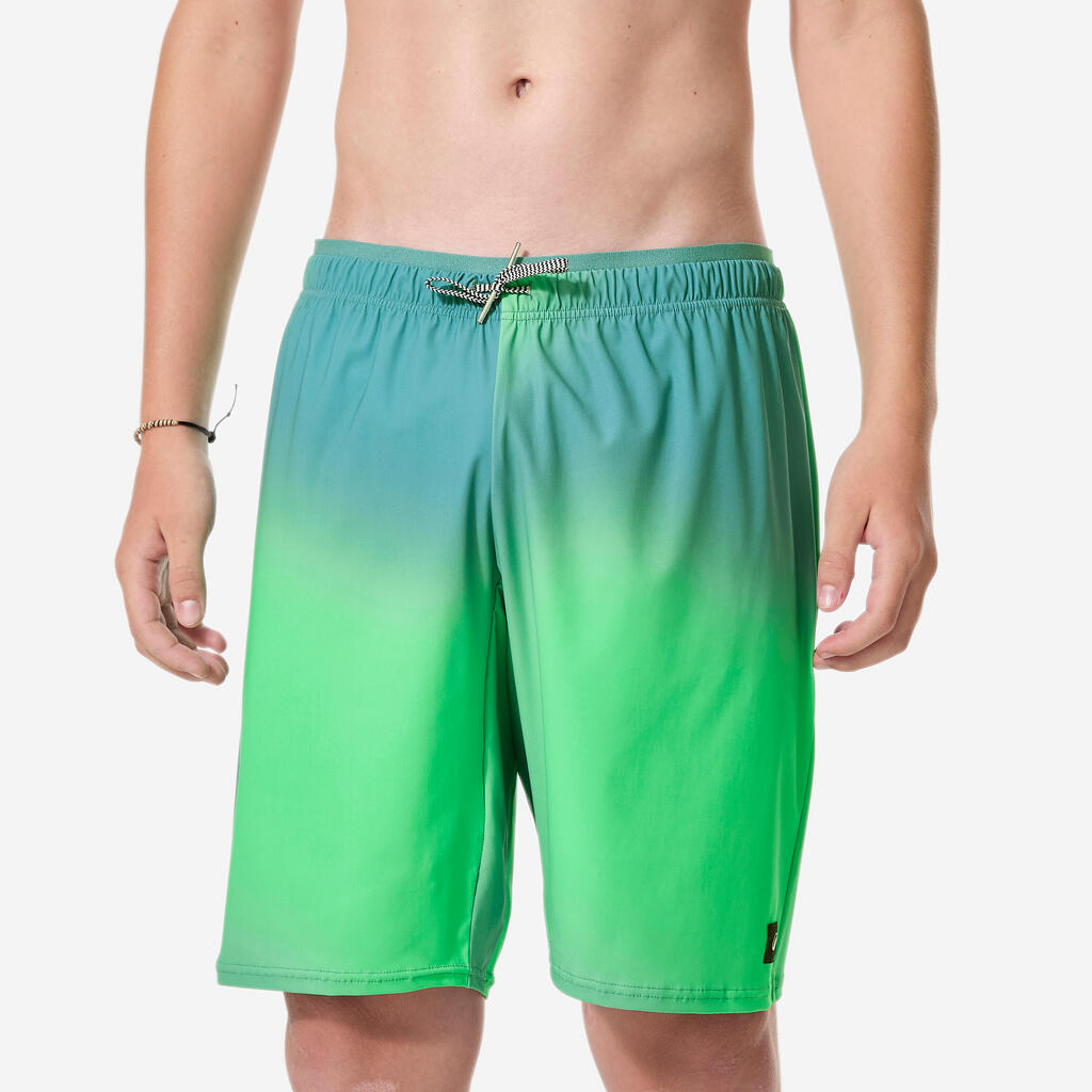Short de bain long Garçon ado, grad vert