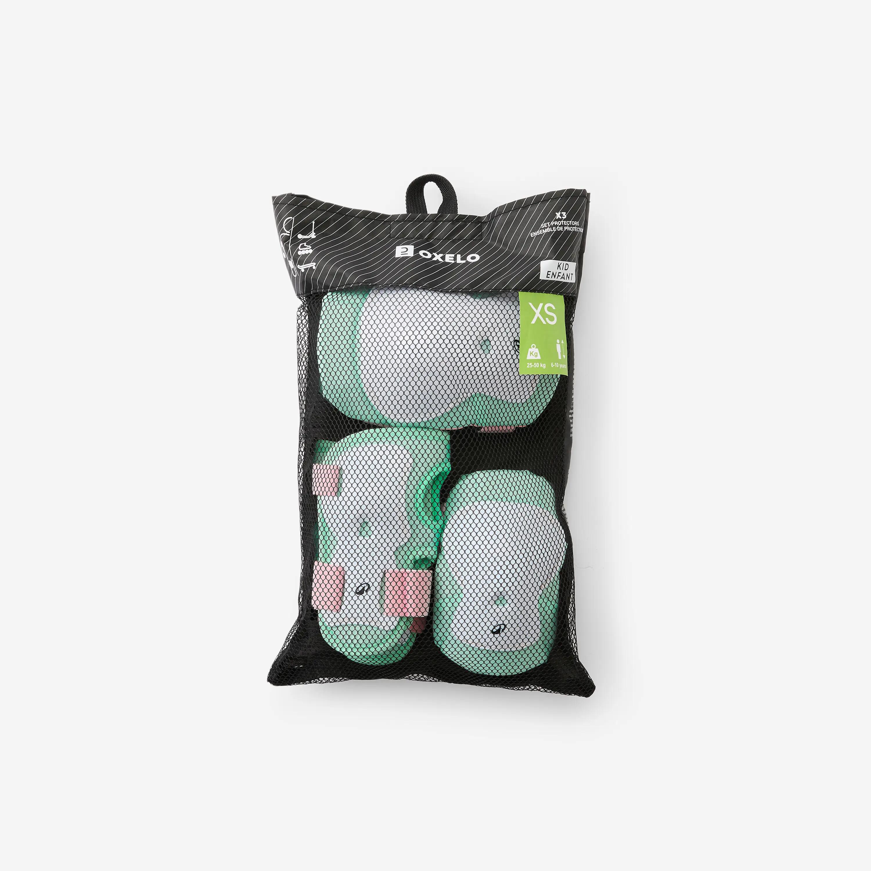 Conjunto 3x2 protecciones roller patinete skate niños PLAY Menta 16/16