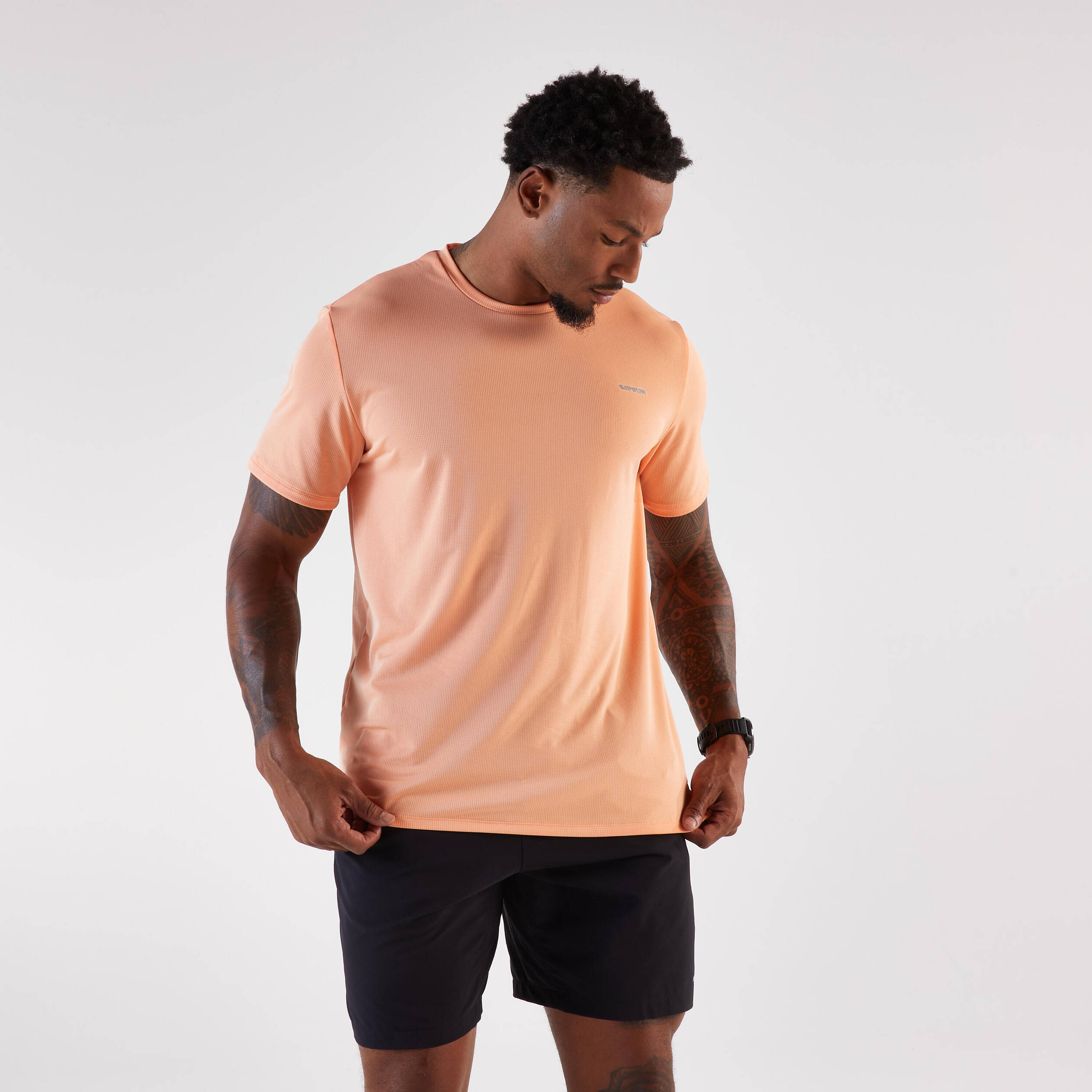 Men's Running Breathable T-shirt - KIPRUN Run 500 Dry - Orange