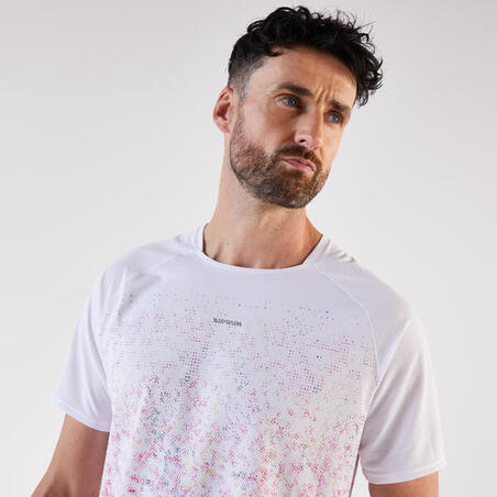 Футболка чоловіча 500 Resist для бігу біла/рожева