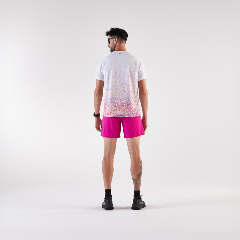 Erkek Arazi Koşusu Tişörtü - Pembe/Beyaz - Kiprun Run 500