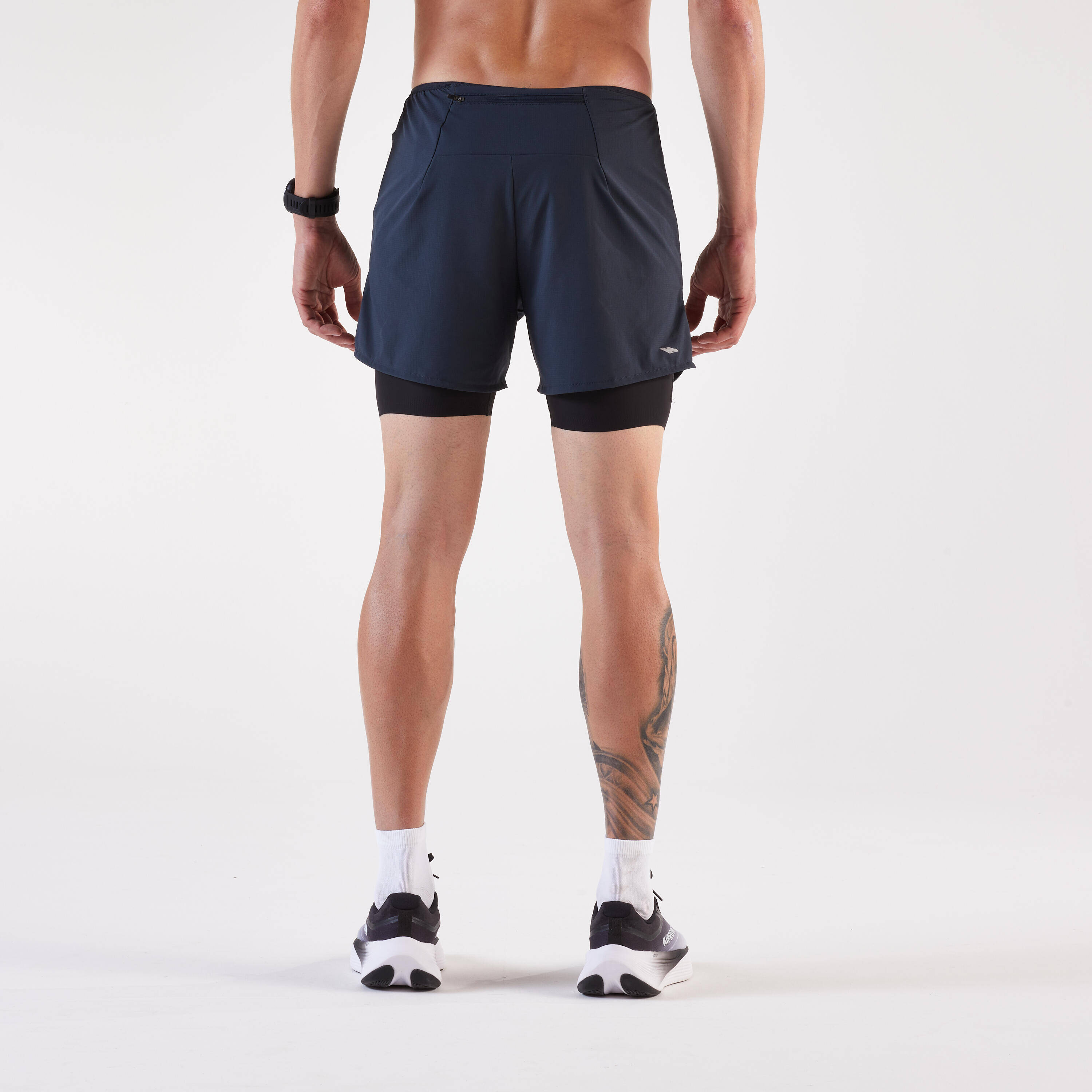 Men's 2 in 1 running shorts, Kiprun Run 500 Comfort black -  2