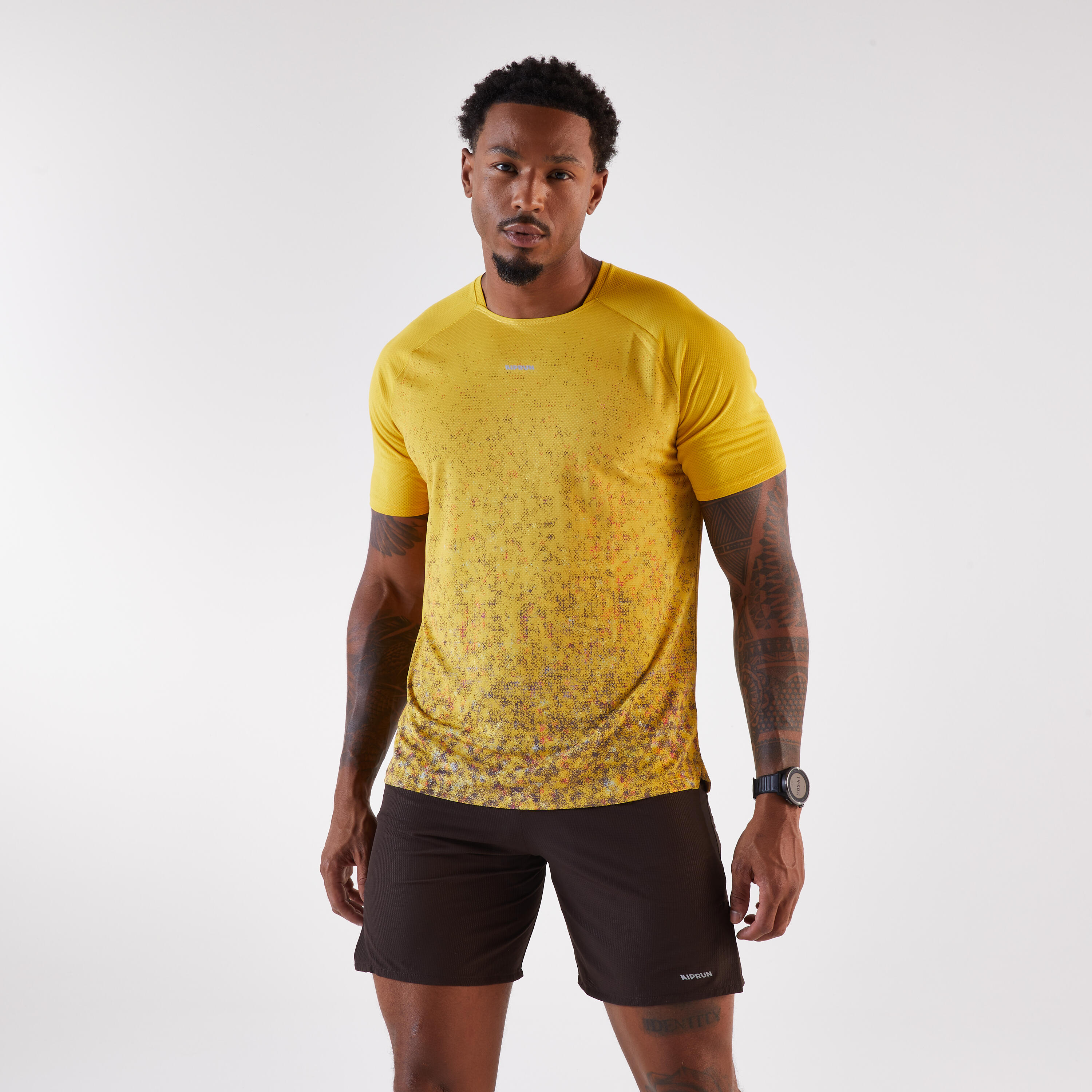 Men's trail T-shirt, Kiprun Run 500 - Yellow-image-4