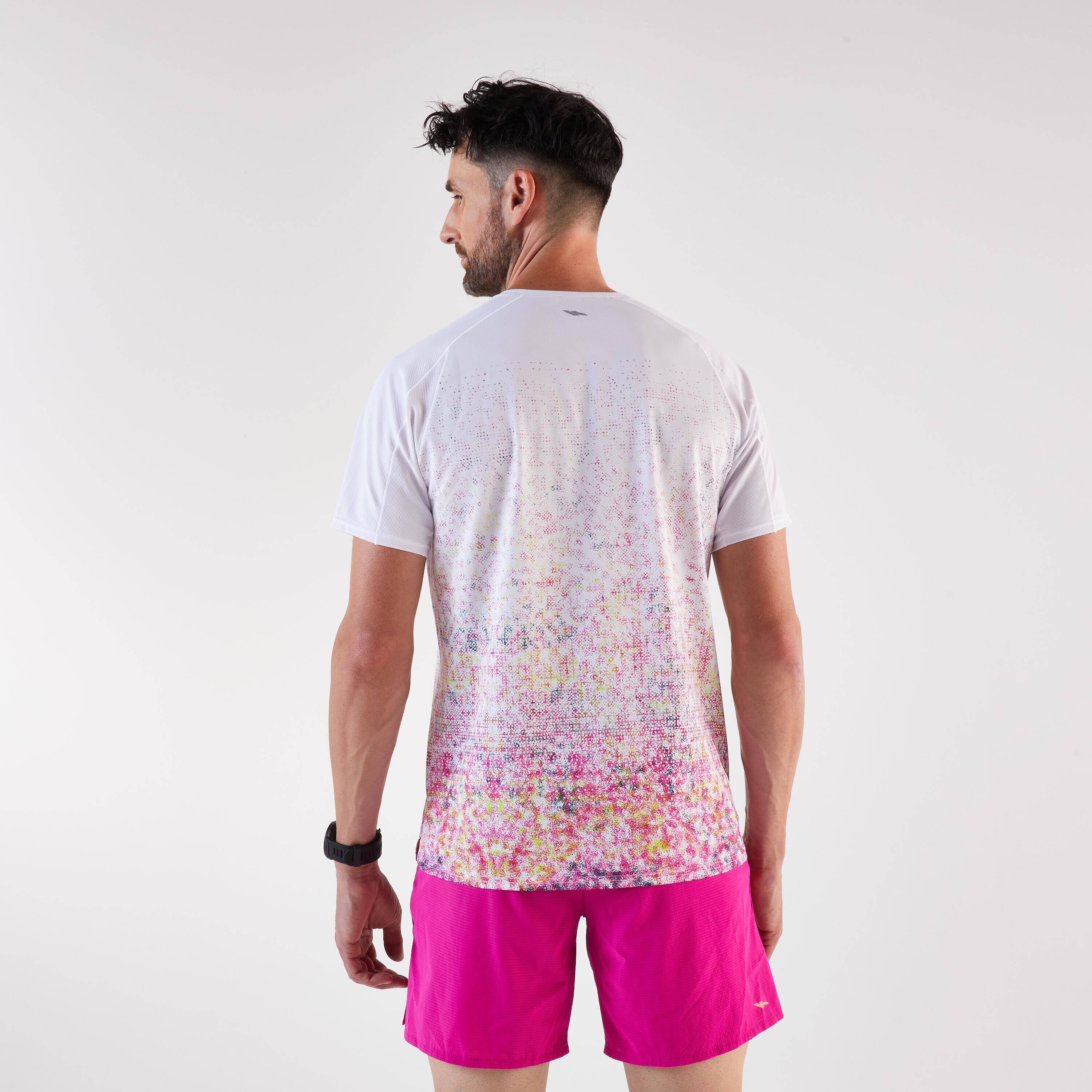 Men's trail running T-shirt, Kiprun Run 500 pink and white -  3