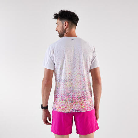 Футболка чоловіча 500 Resist для бігу біла/рожева