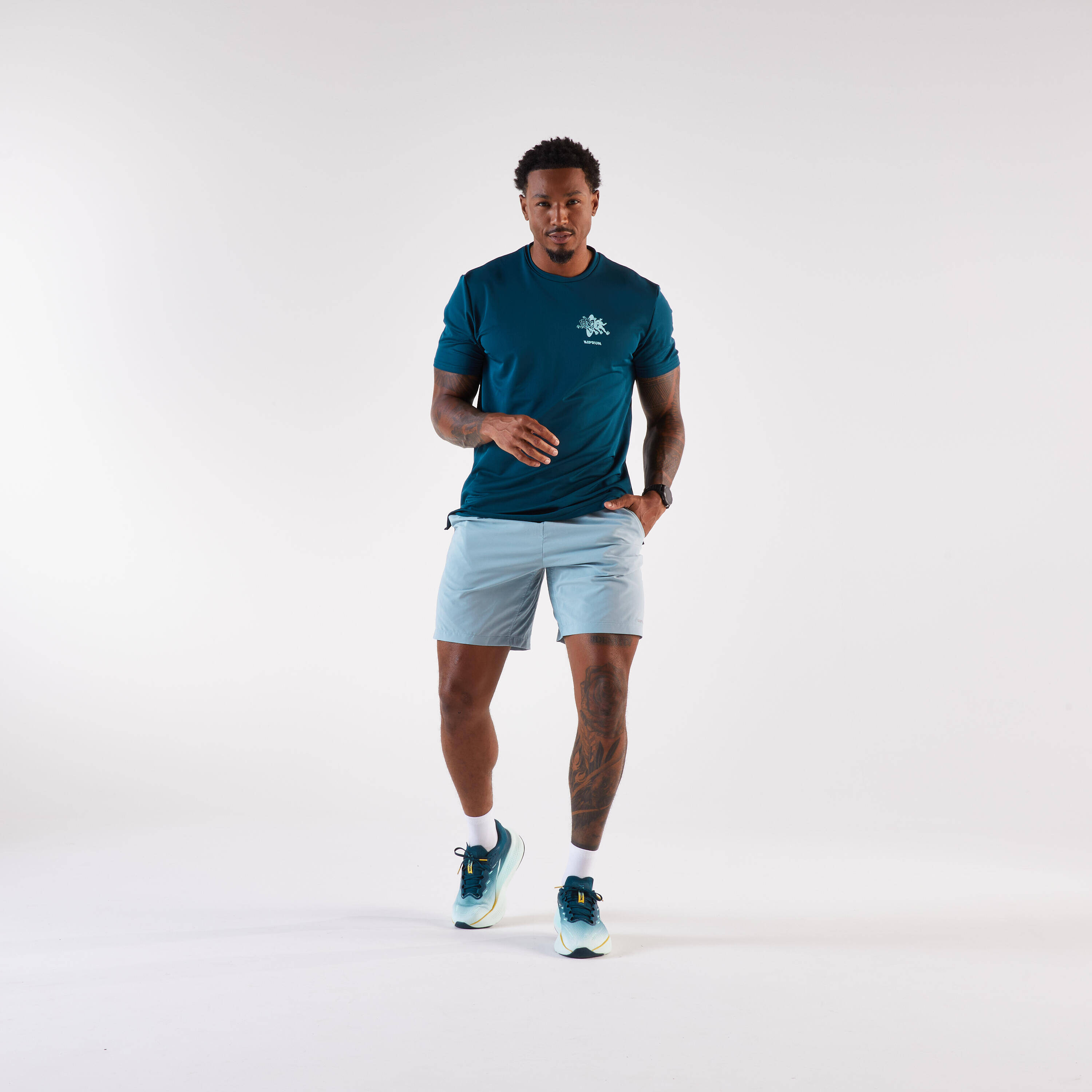 Men's Running Shorts Kiprun Run 500 Dry - Rainy Blue -  3
