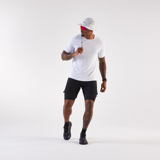 Pantaloncini 2 in 1 trail uomo RUN ULTRA 900 marroni