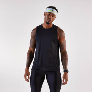 Men's running tank top, Kiprun Run 100 - Black