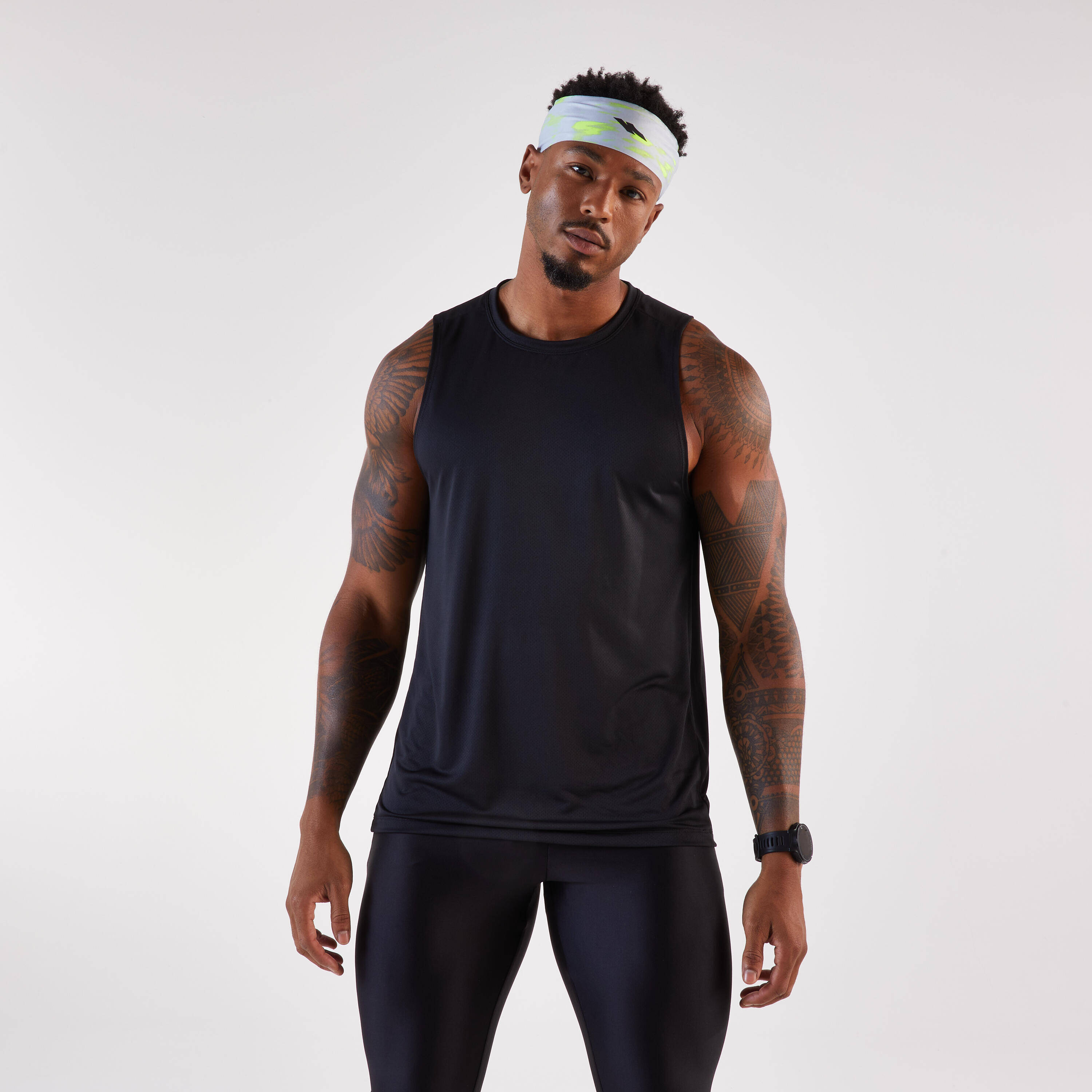 Men's running tank top, Kiprun Run 100 - Black -  1