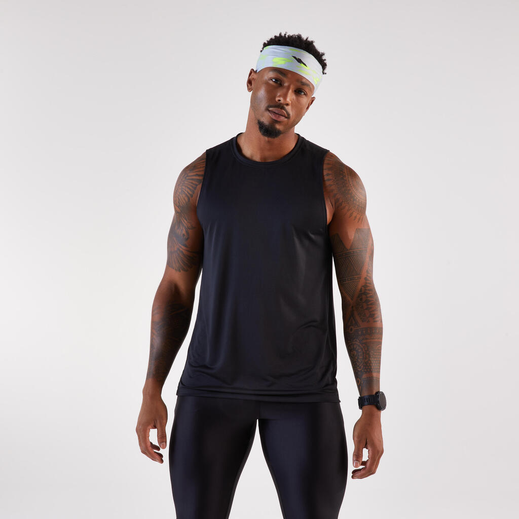 Men's running tank top, Kiprun Run 100 - Black