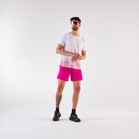 Футболка чоловіча 500 Resist для бігу біла/рожева