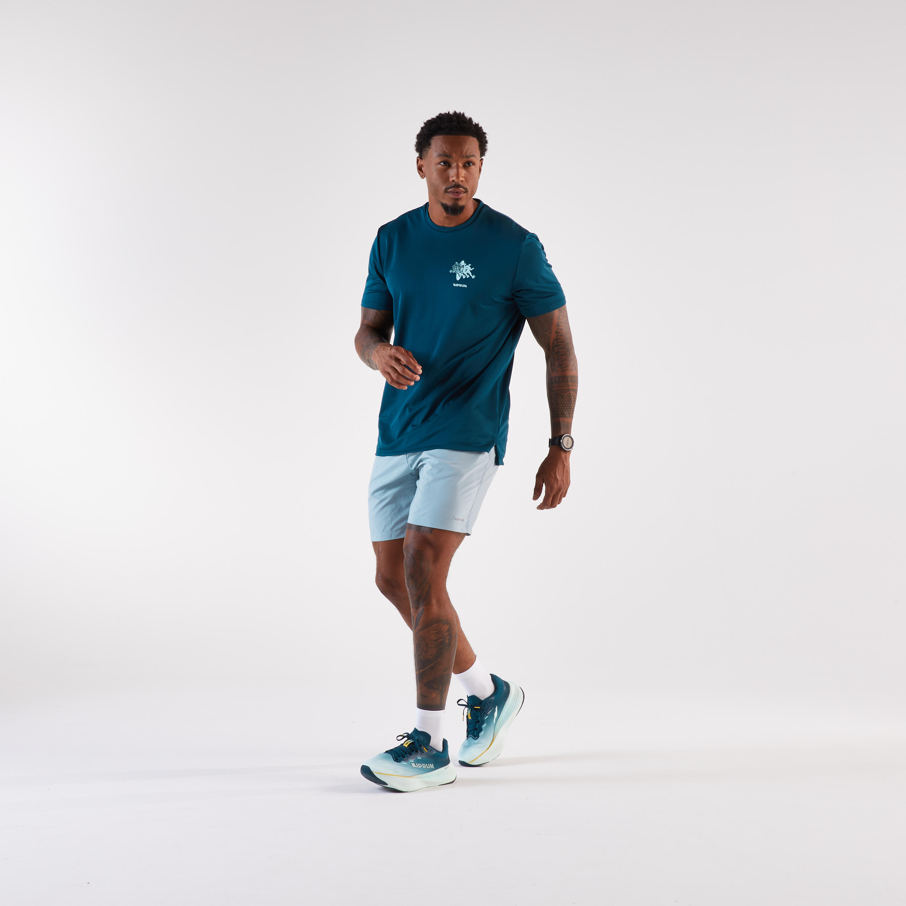 T-shirt de course à pied respirant homme, Run 500 8/13